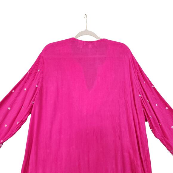 Cathy Daniels Womens Embroidered Tunic Top Plus Size 1X Pink White V Neck Boho - Picture 4 of 8